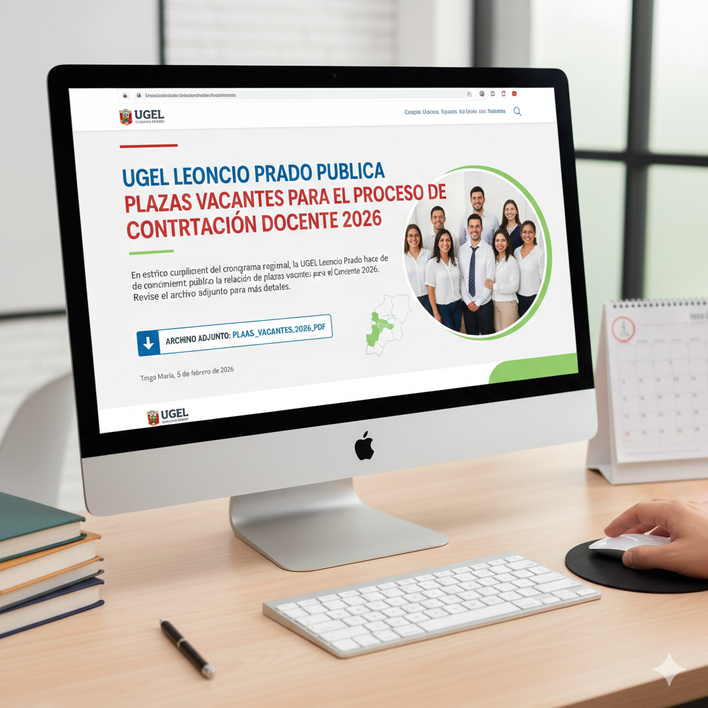 UGEL LEONCIO PRADO PUBLICA PLAZAS VACANTES PARA EL PROCESO DE CONTRATACIÓN DOCENTE 2026