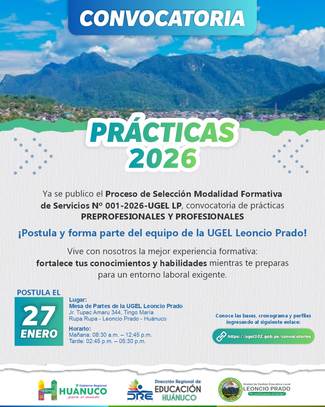 UGEL LEONCIO PRADO CONVOCA A JÓVENES TALENTOS